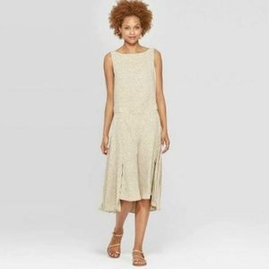 Women's Sleeveless Boat Neck Bias Skirt Midi Dress